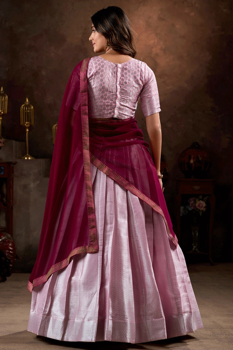 baby pink half saree 