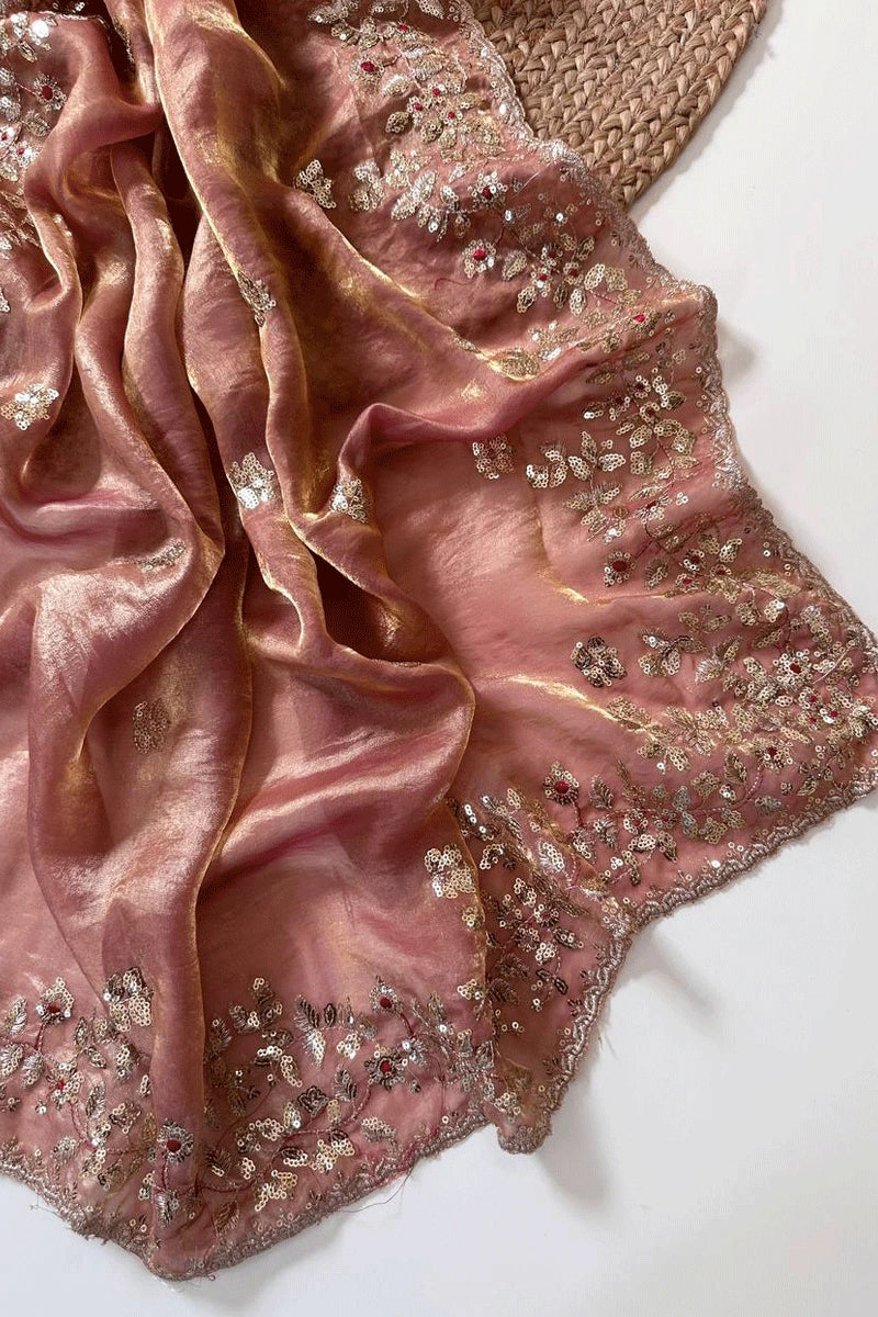 baby pink saree for party wear