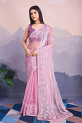 baby pink silk saree for women