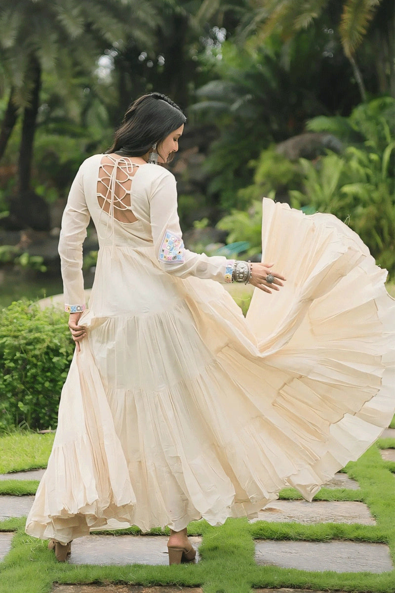 back dori off white colour gown