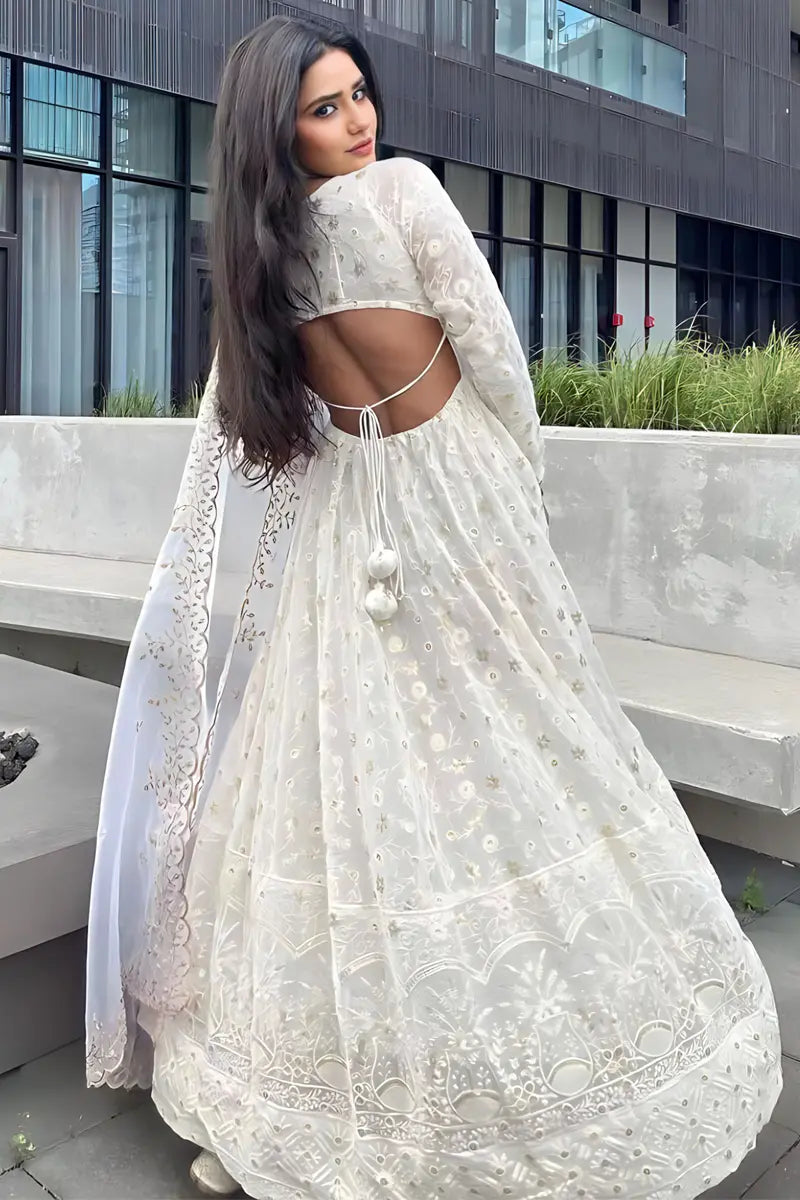 full sleeves gown with dupatta