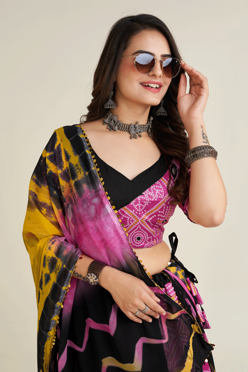 bandhni work blouse for lehenga