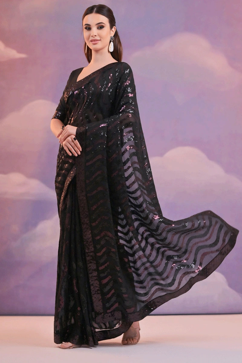 beautibul black lover saree