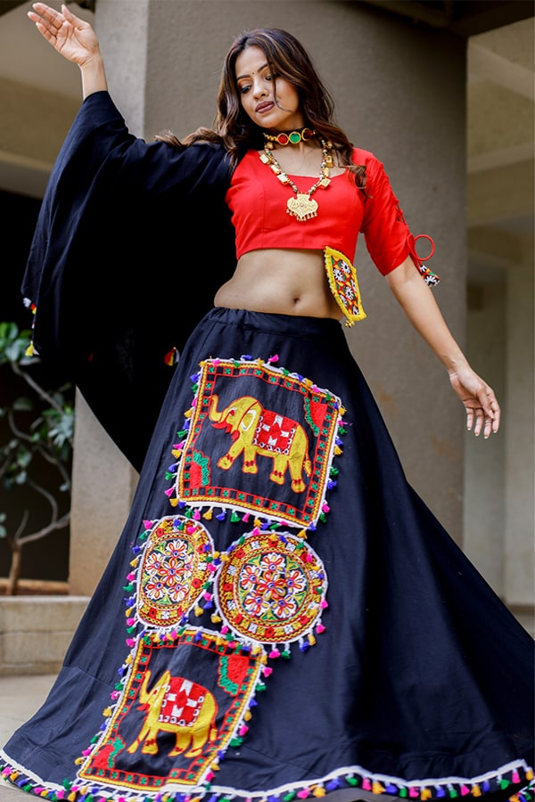 Black Navratri Chaniya Choli For Dandiya Ras - Anaya Designer Studio