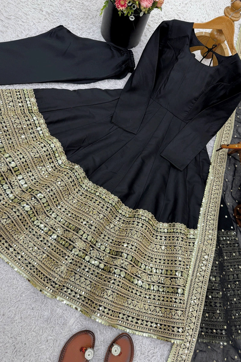 black anarkali dress for sangeet