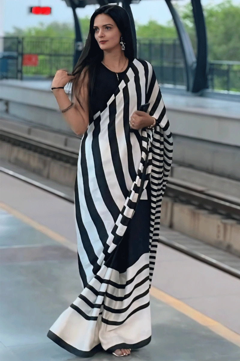 black and white saree