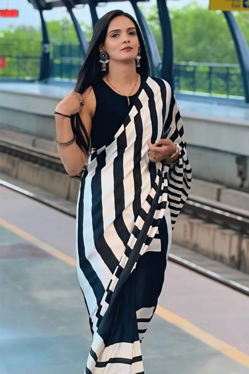 black and white saree