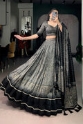 black color kalamkari print lehenga for wedding 