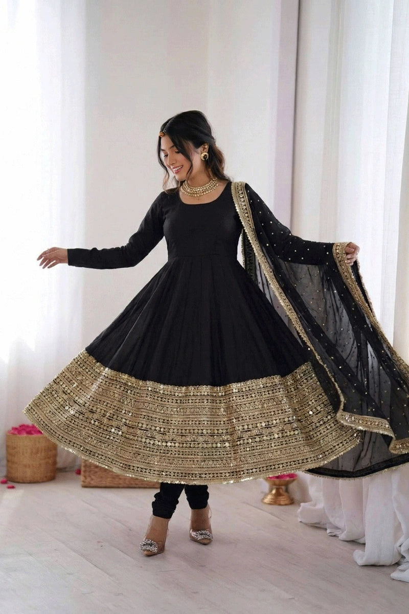 sangeet special black anarkali gown