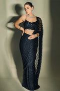 black colour sequence saree for party