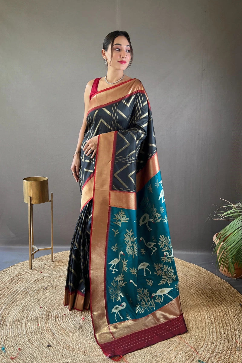 black colour silk saree for wedding 