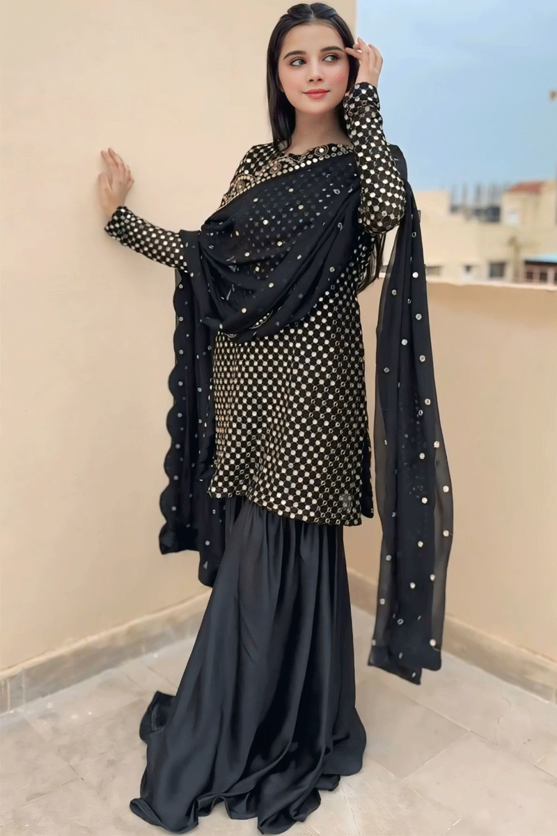 black full sleeve sharara for girls