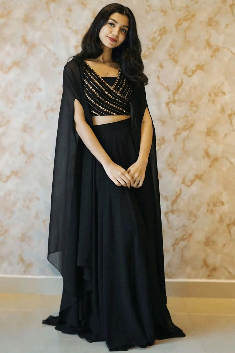 fully black lehenga for girls