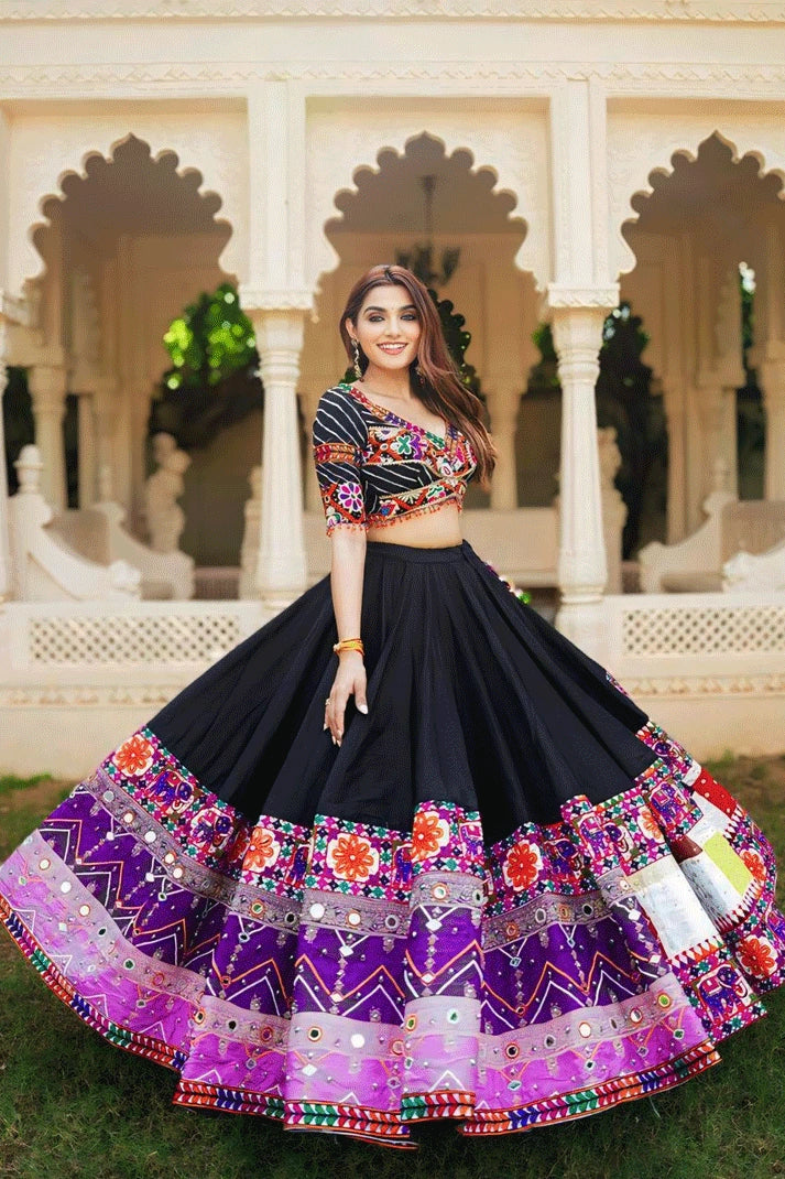 black purple combination chaniya choli for navratri