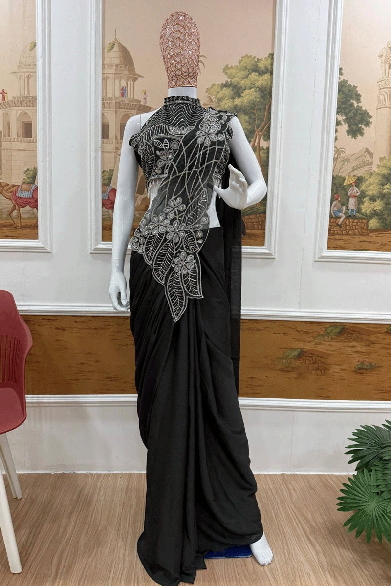 black saree for college farewell