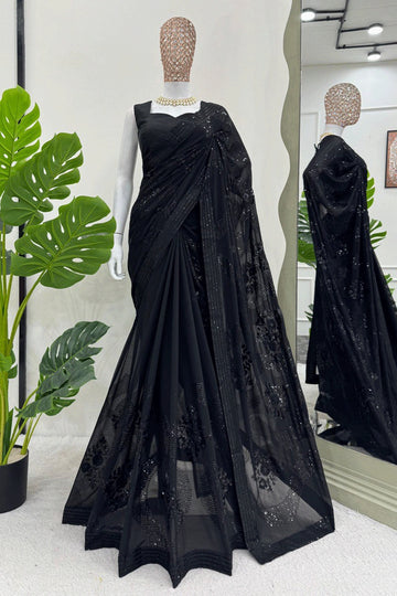 black saree for farewell