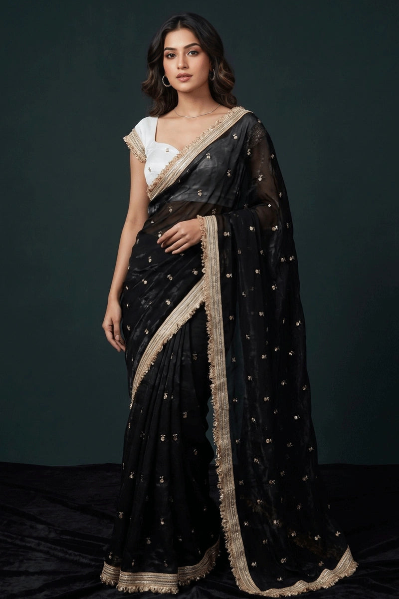 black saree for reception