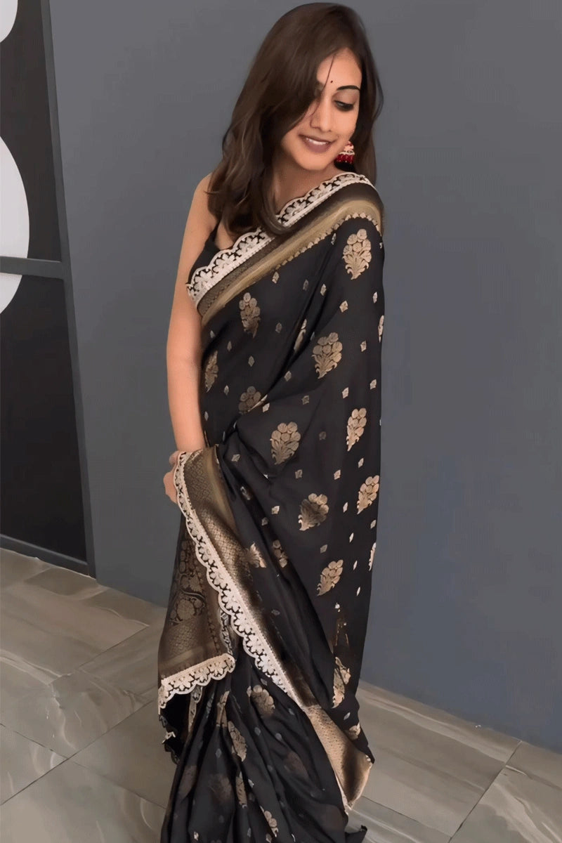 black saree for wedding function