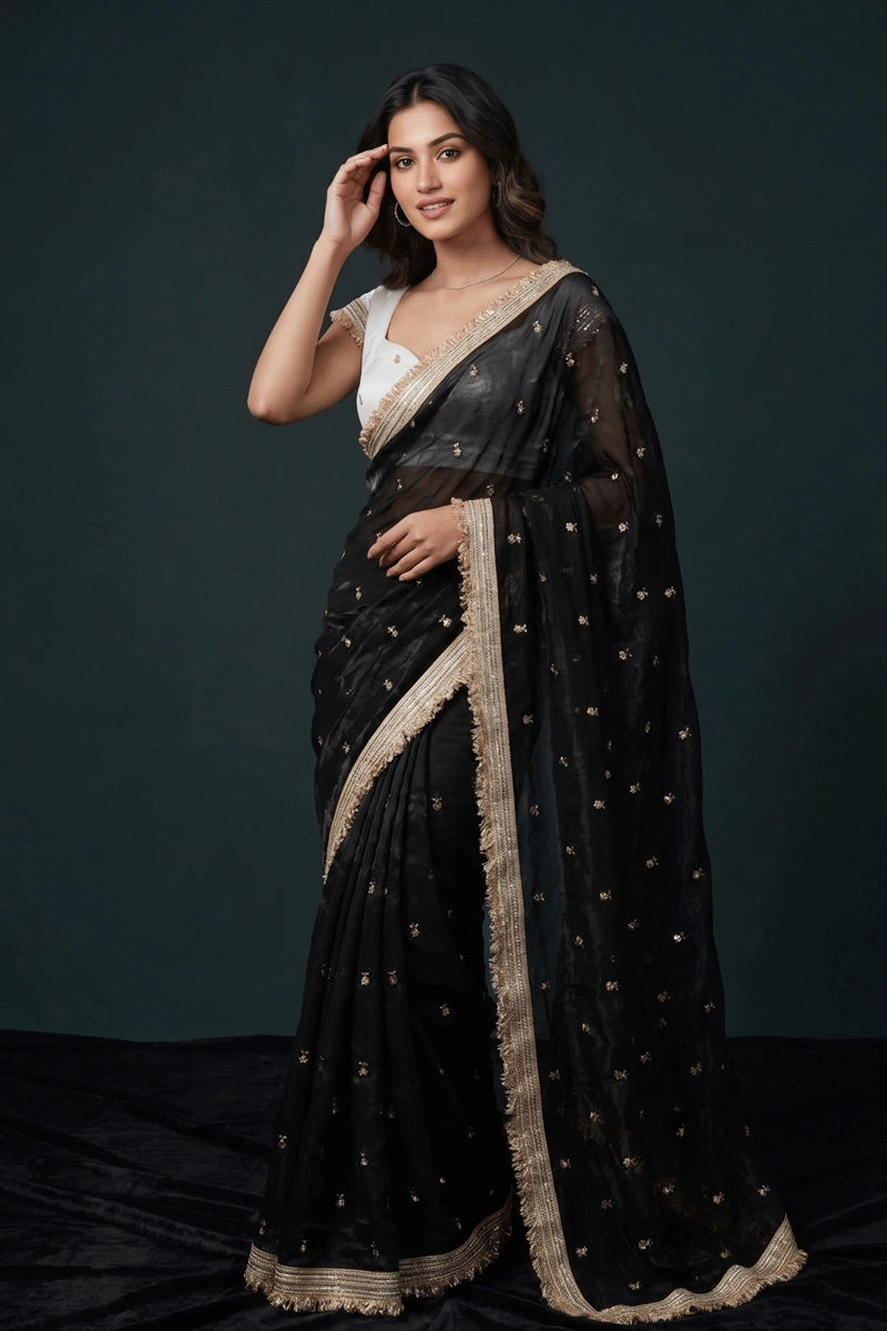 black saree for reception