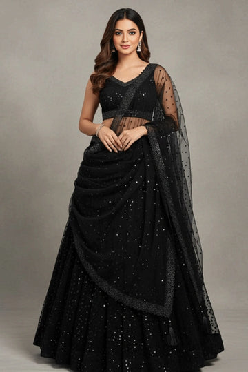 black sequence lehenga 