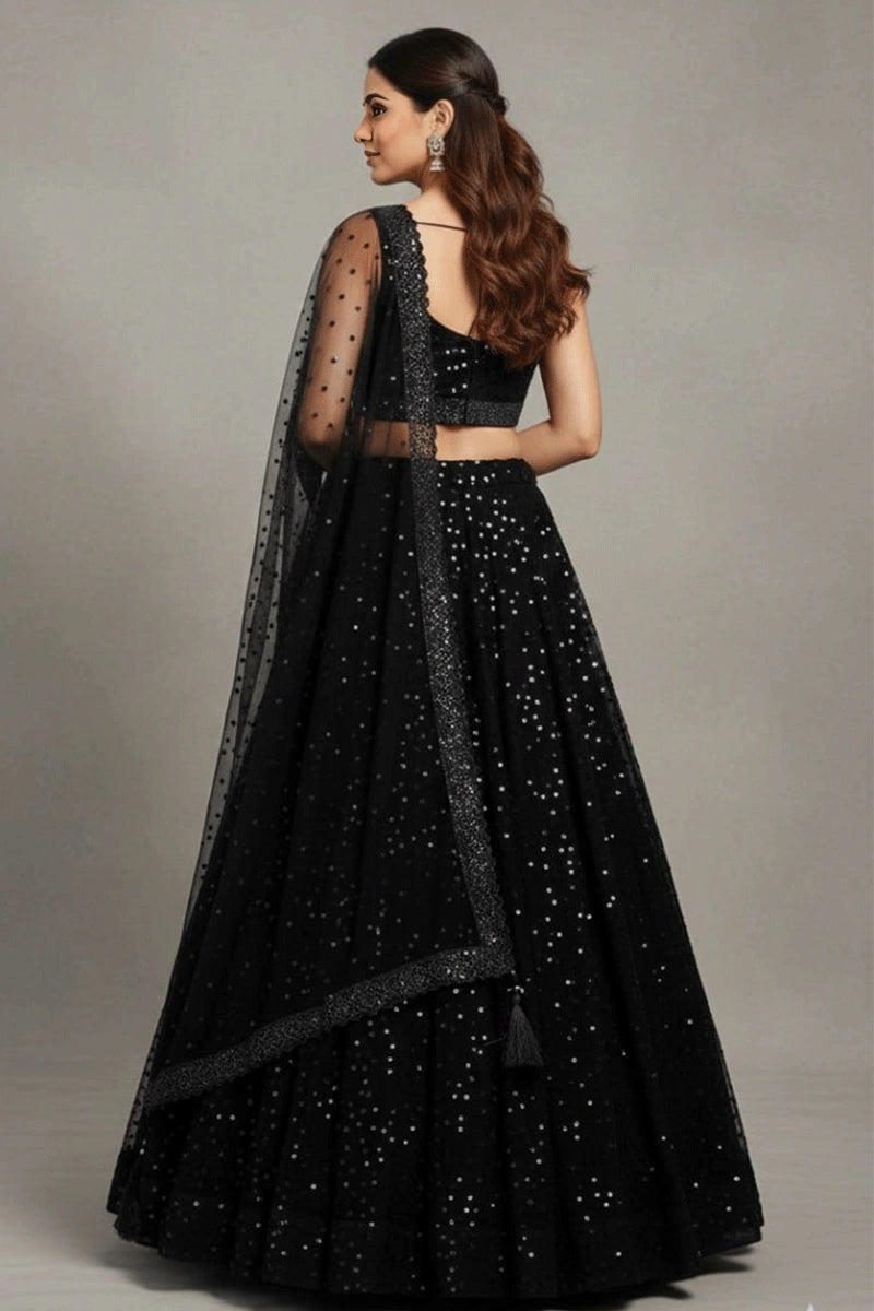 black sequence lehenga for sangeet 