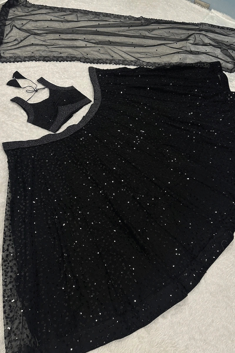 black sequence lehenga for sangeet party