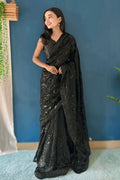 black sequence work sarees