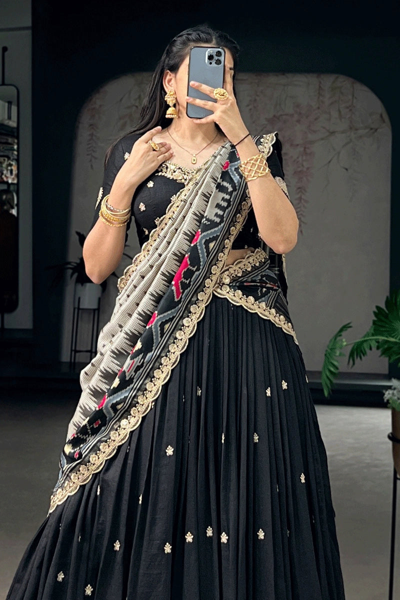 brother sangeet black lehenga