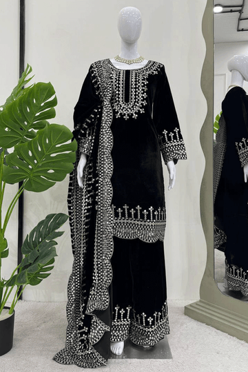 black velet dress for sangeet