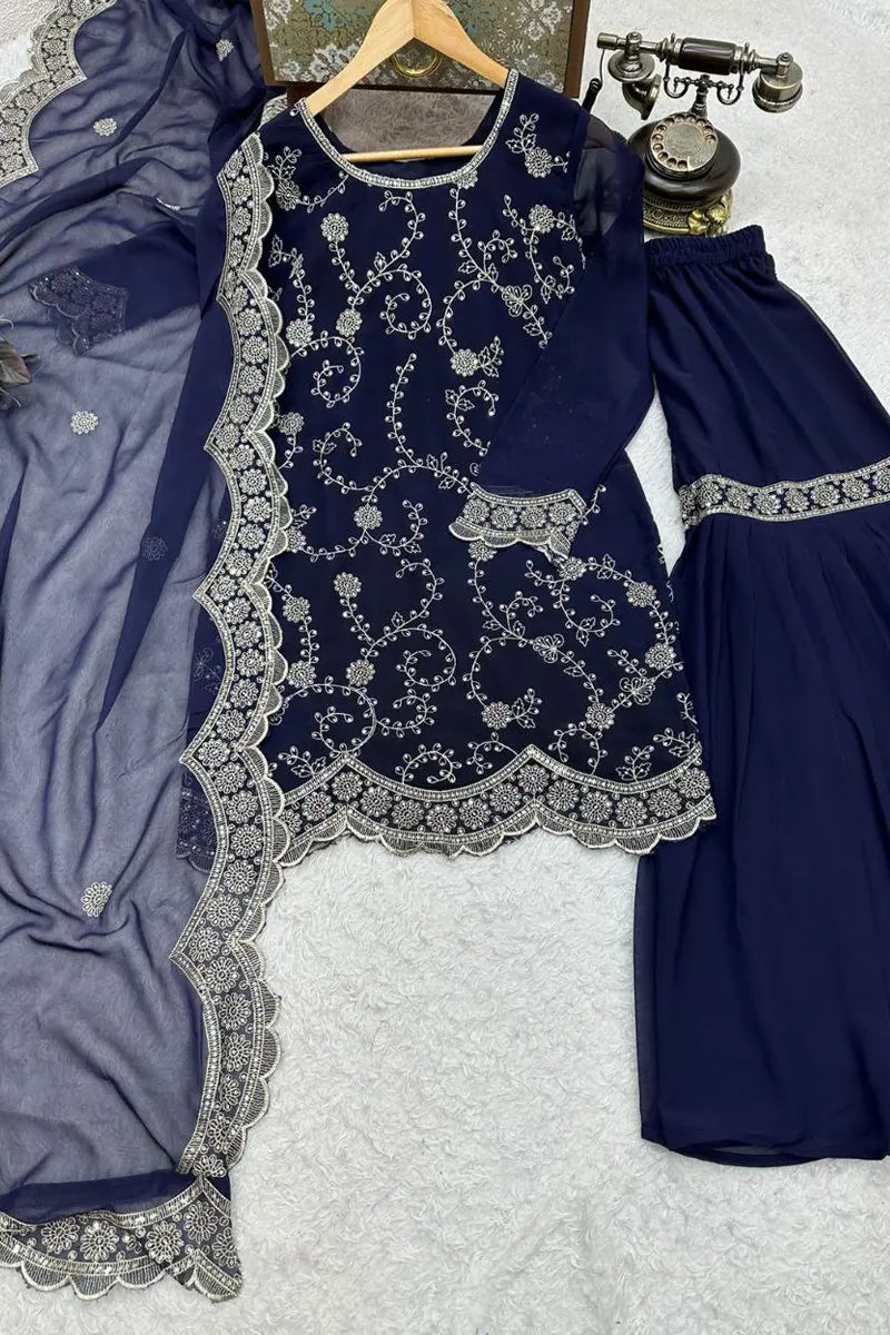 blue sharara suit