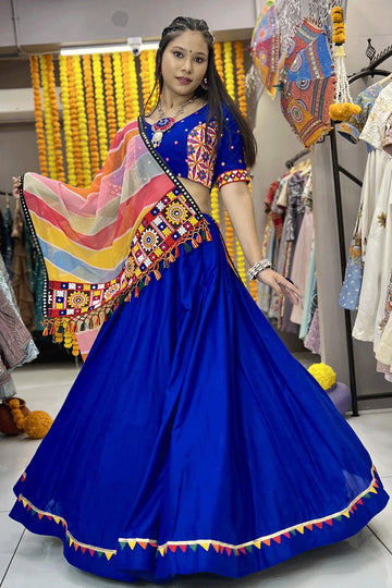 Traditional Rayon Fabric Blue Lehenga Choli For Women