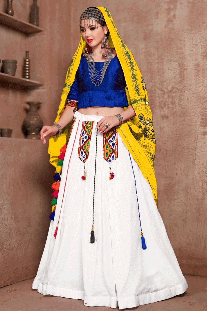 blue and white chaniya choli 