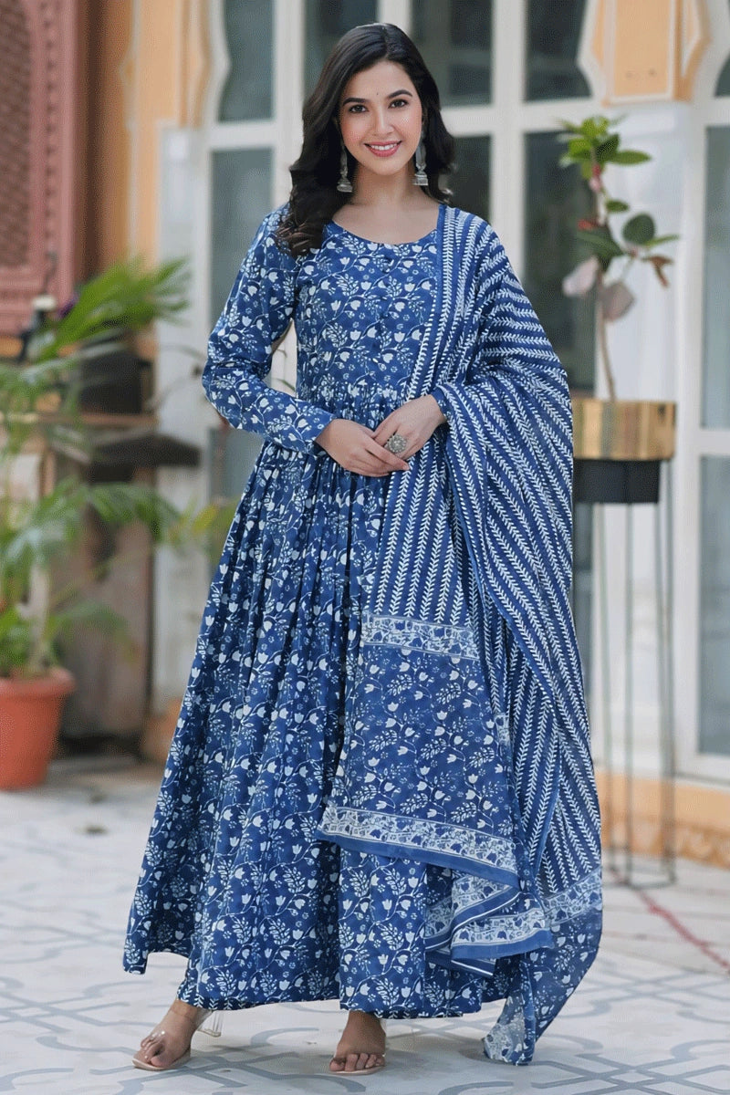 blue color kurti gown