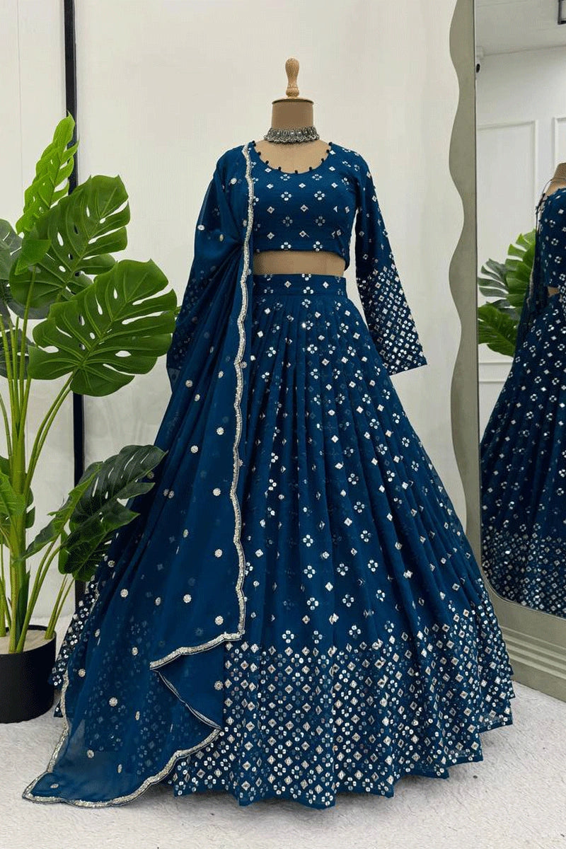 blue color lehenga choli for wedding