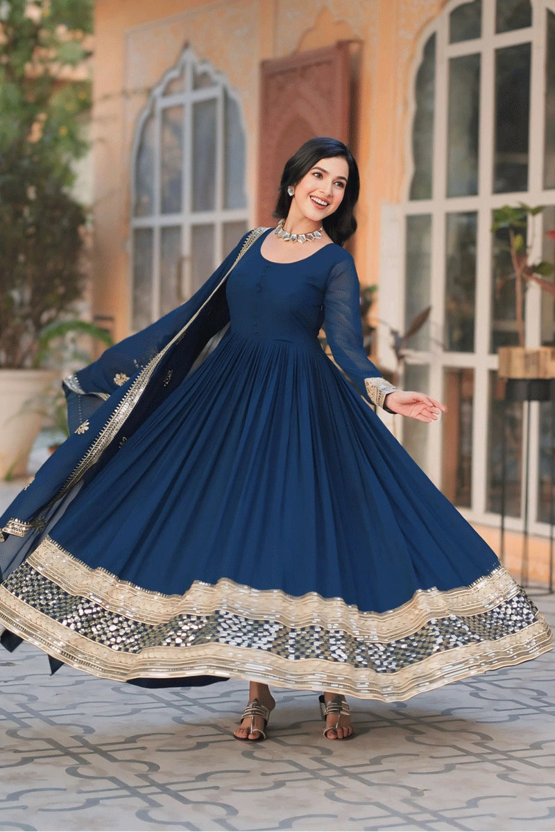 Long Heavy Gown With Dupatta For Wedding Function