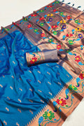 blue color saree for wedding party