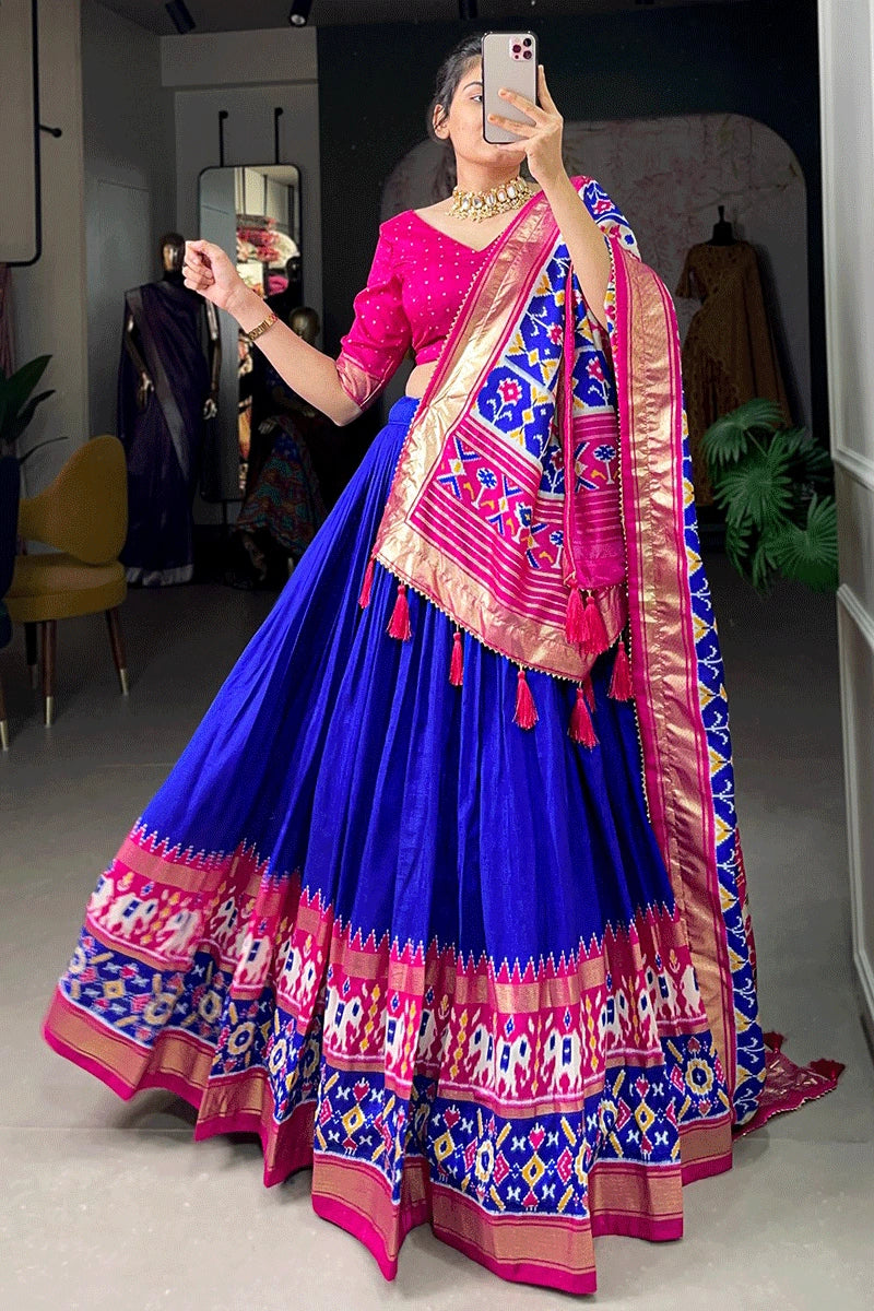 blue colour lehenga choli for garba