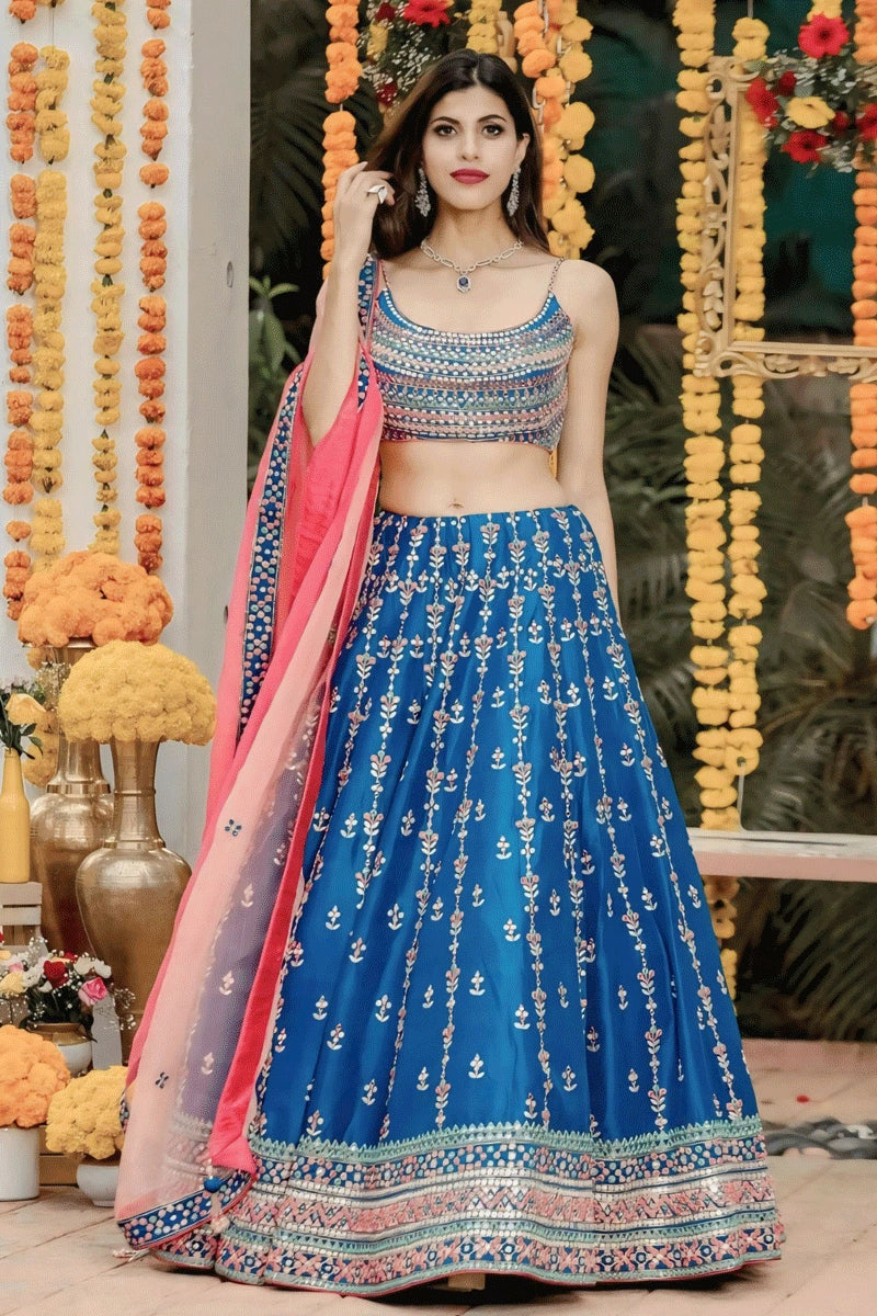 blue colour lehenga choli for wedding