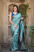 blue lining designer saree for wedding