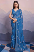 blue saree for party wear