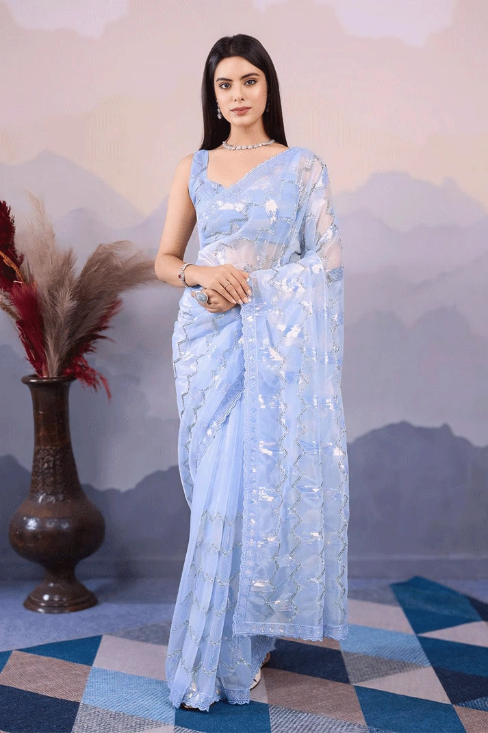 Twill Net Party Wear Designer Saree For Women - Main Image