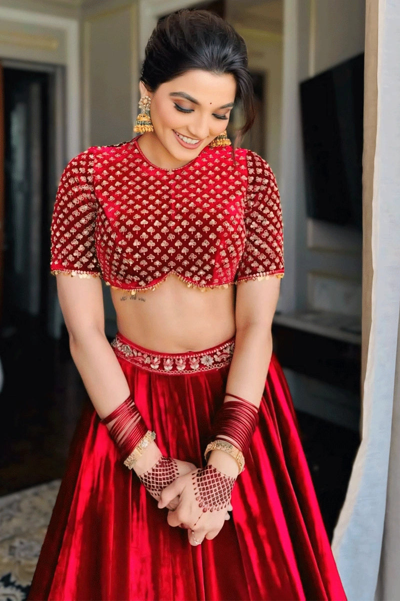 red lehenga for bridal