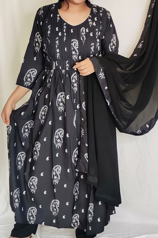 Casual simple Anarkali dress Black 2021 - Anaya Designer Studio