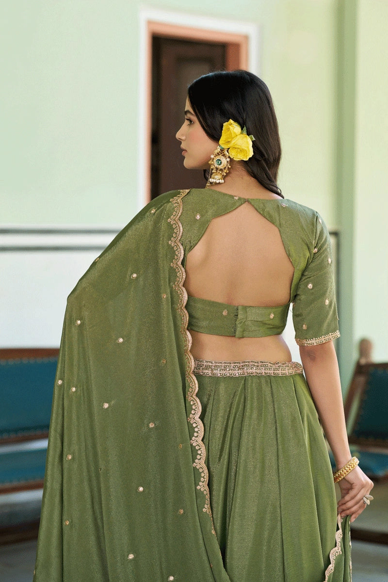 chinon silk lehenga for wedding
