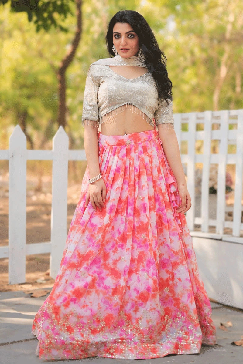 colorful lehenga with sequence work blouse 