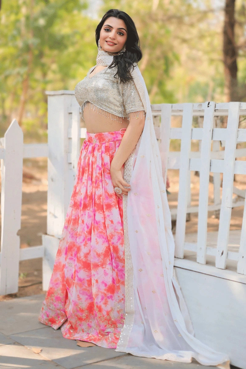 colorful lehenga with sequence work blouse 