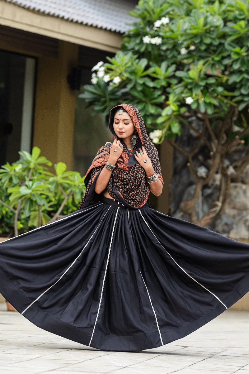 fully black lehenga choli