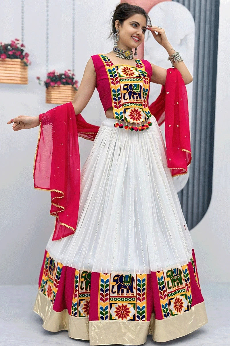 cotton white lehenga choli for garba