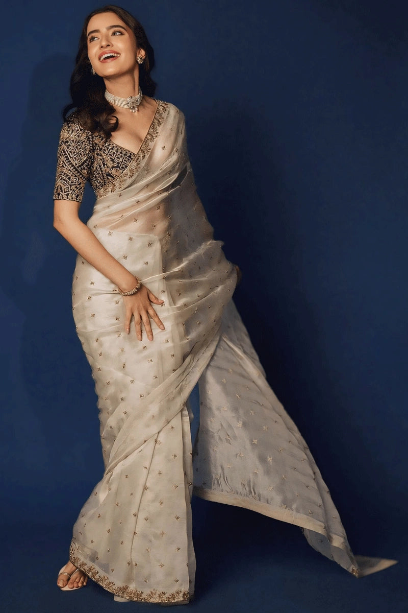 Wedding Special Cream Color Saree - Anaya Designer Studio
