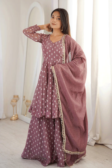crunchy silk sharara suit